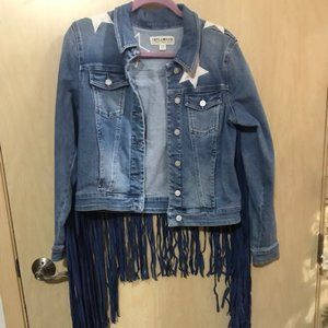 IDYLLWIND LONG FRINGE STAR DENIM JACKET